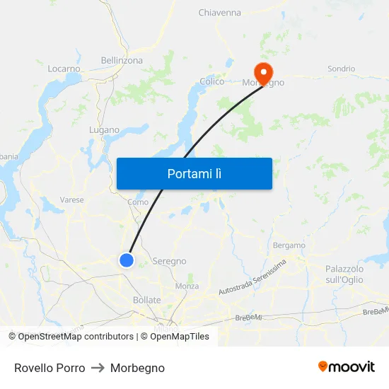 Rovello Porro to Morbegno map