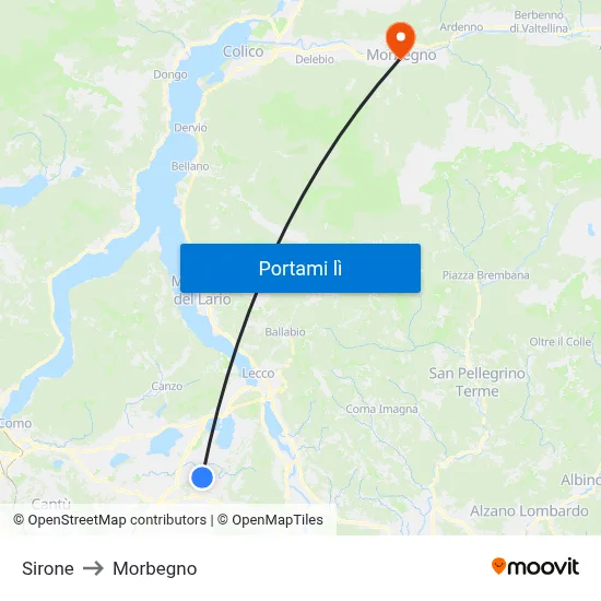 Sirone to Morbegno map