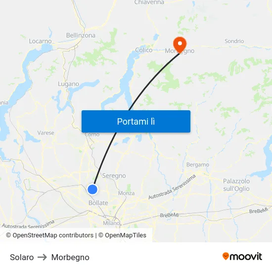 Solaro to Morbegno map