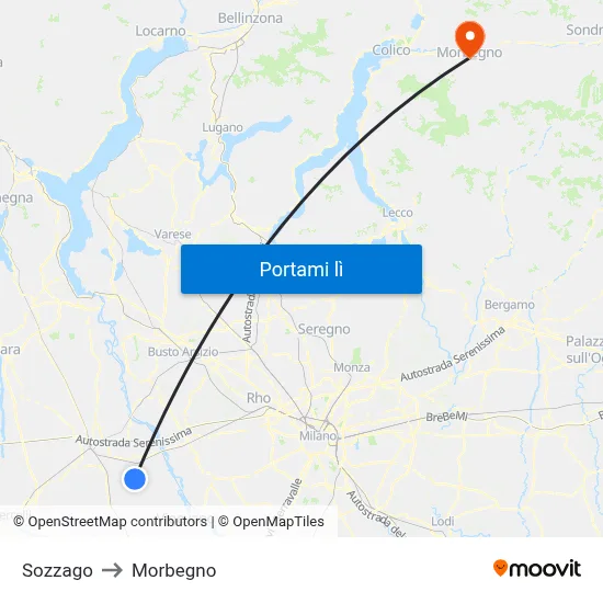 Sozzago to Morbegno map