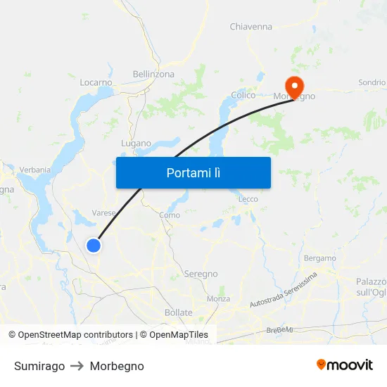 Sumirago to Morbegno map