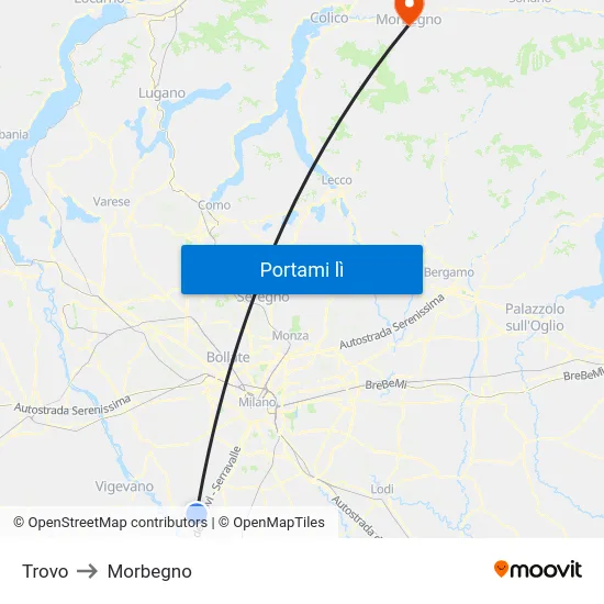 Trovo to Morbegno map