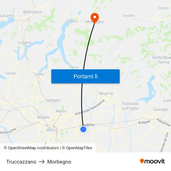 Truccazzano to Morbegno map