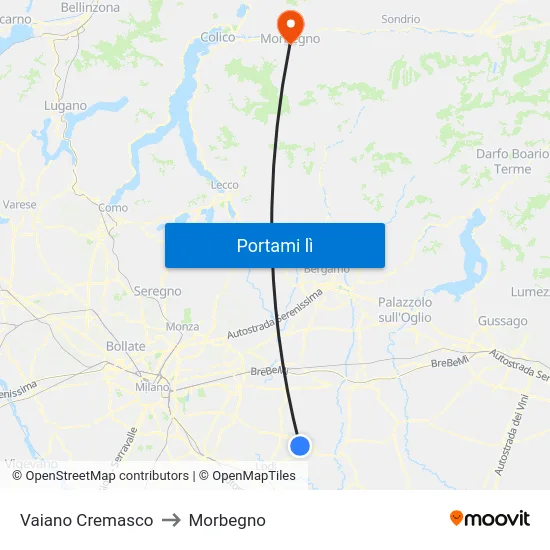 Vaiano Cremasco to Morbegno map