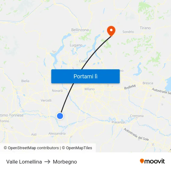 Valle Lomellina to Morbegno map