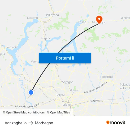 Vanzaghello to Morbegno map