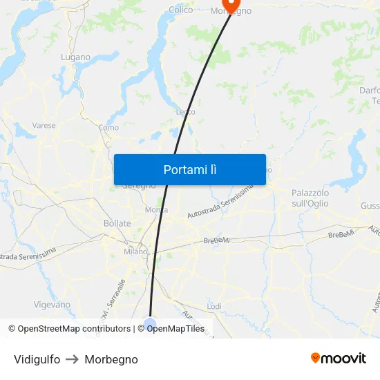 Vidigulfo to Morbegno map
