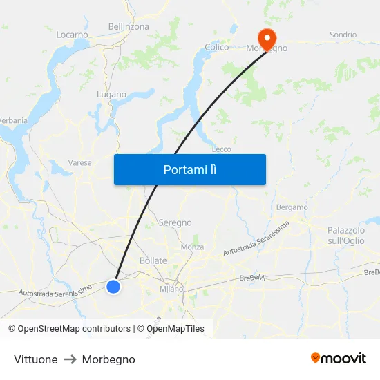 Vittuone to Morbegno map