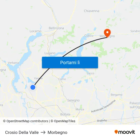 Crosio Della Valle to Morbegno map