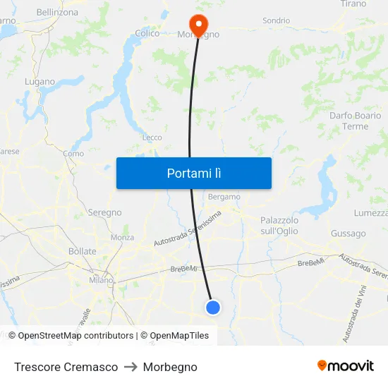 Trescore Cremasco to Morbegno map
