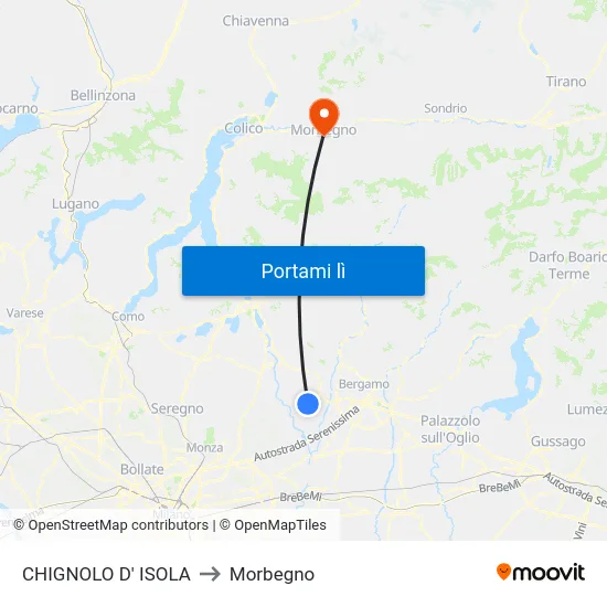 CHIGNOLO D' ISOLA to Morbegno map