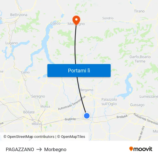 PAGAZZANO to Morbegno map