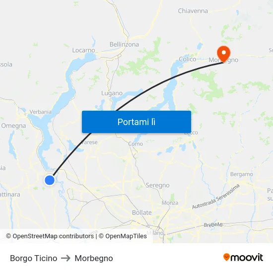 Borgo Ticino to Morbegno map