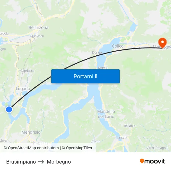Brusimpiano to Morbegno map