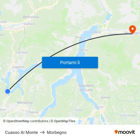 Cuasso Al Monte to Morbegno map