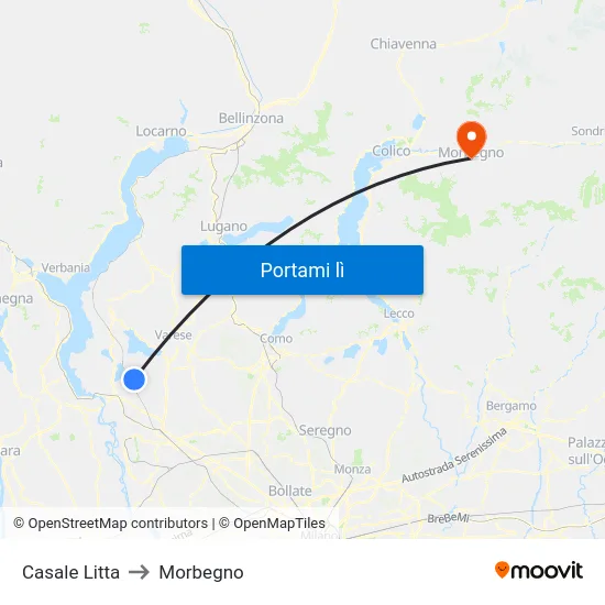 Casale Litta to Morbegno map