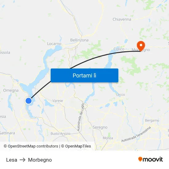Lesa to Morbegno map