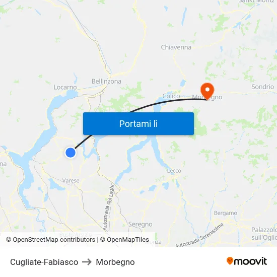 Cugliate-Fabiasco to Morbegno map