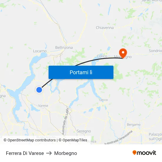 Ferrera Di Varese to Morbegno map