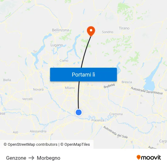 Genzone to Morbegno map