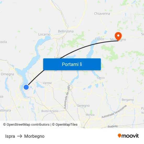Ispra to Morbegno map