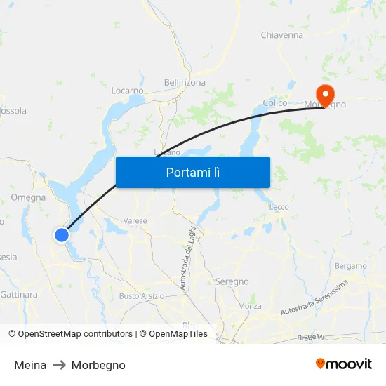 Meina to Morbegno map