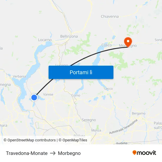 Travedona-Monate to Morbegno map