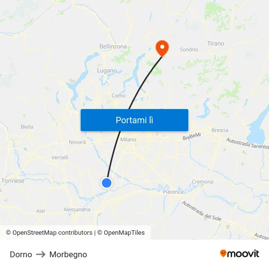 Dorno to Morbegno map