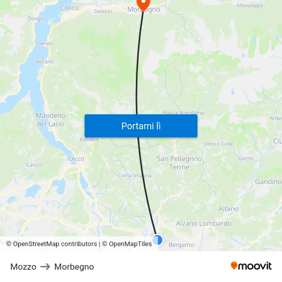 Mozzo to Morbegno map