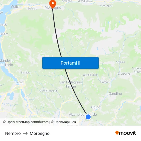 Nembro to Morbegno map