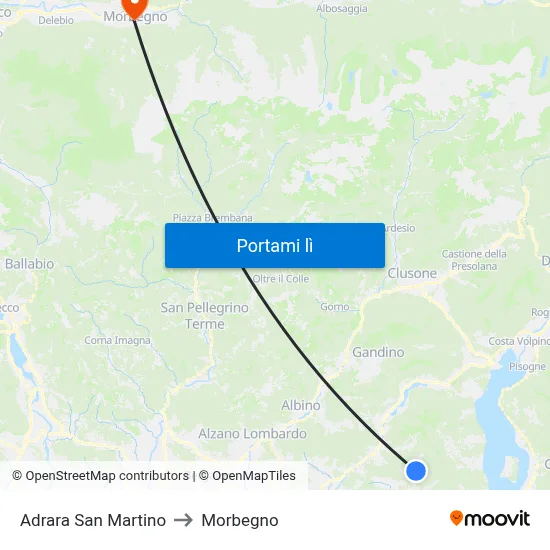 Adrara San Martino to Morbegno map