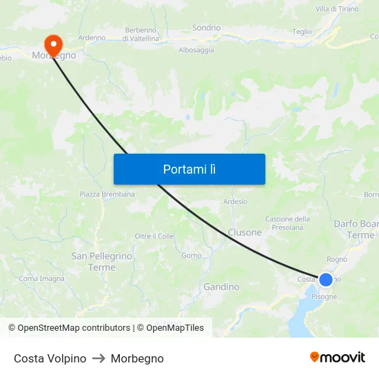 Costa Volpino to Morbegno map