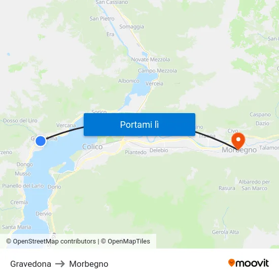 Gravedona to Morbegno map