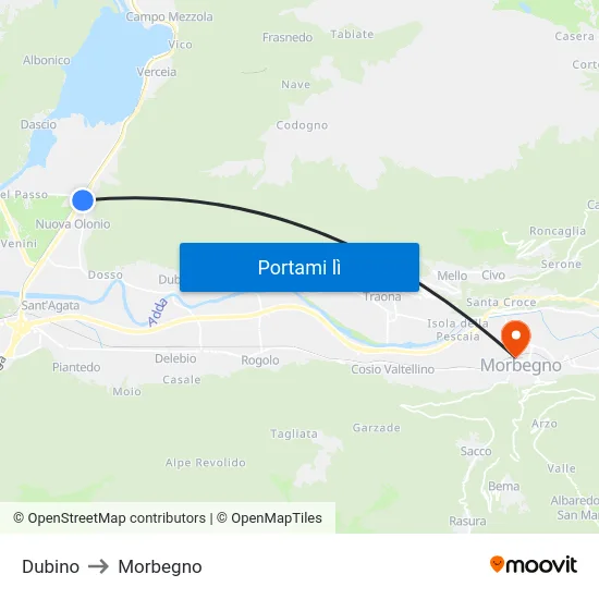 Dubino to Morbegno map