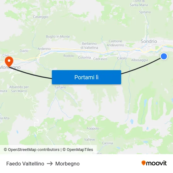 Faedo Valtellino to Morbegno map