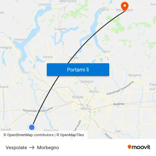 Vespolate to Morbegno map
