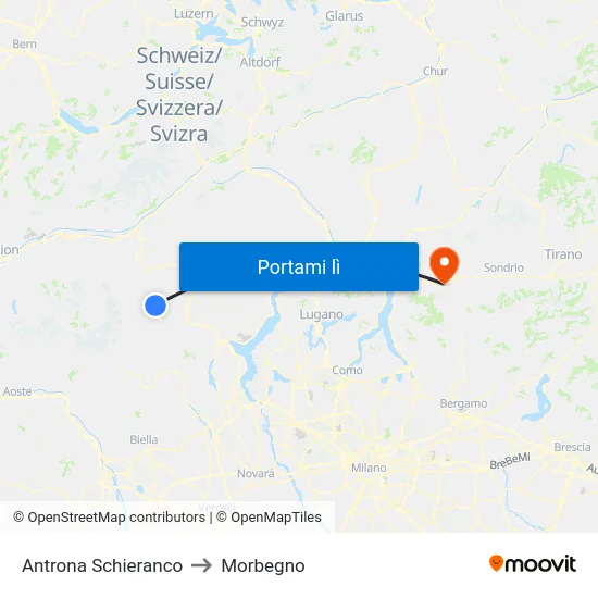 Antrona Schieranco to Morbegno map