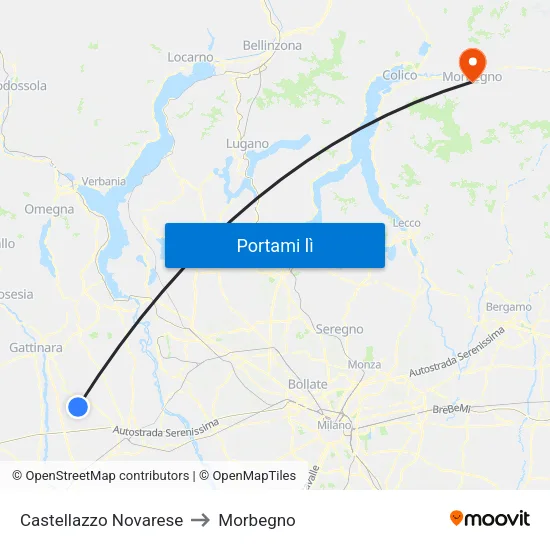 Castellazzo Novarese to Morbegno map