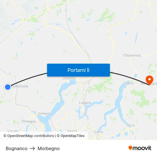 Bognanco to Morbegno map