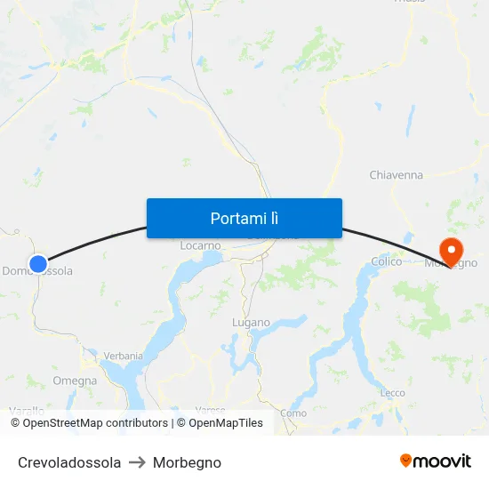 Crevoladossola to Morbegno map