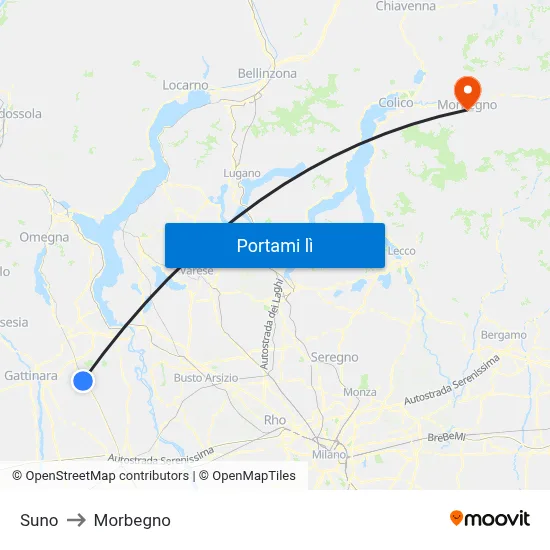 Suno to Morbegno map