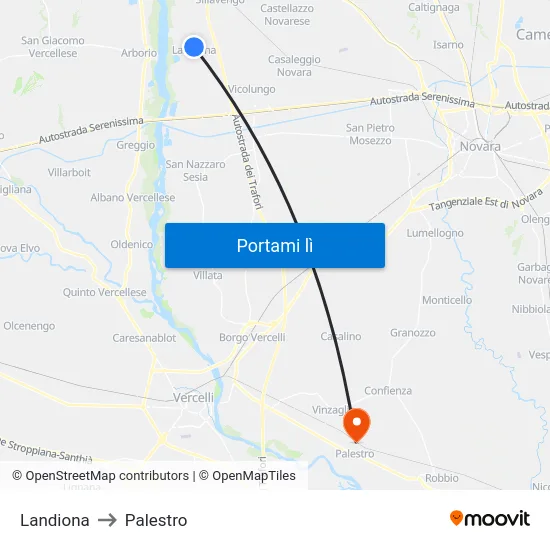 Landiona to Palestro map