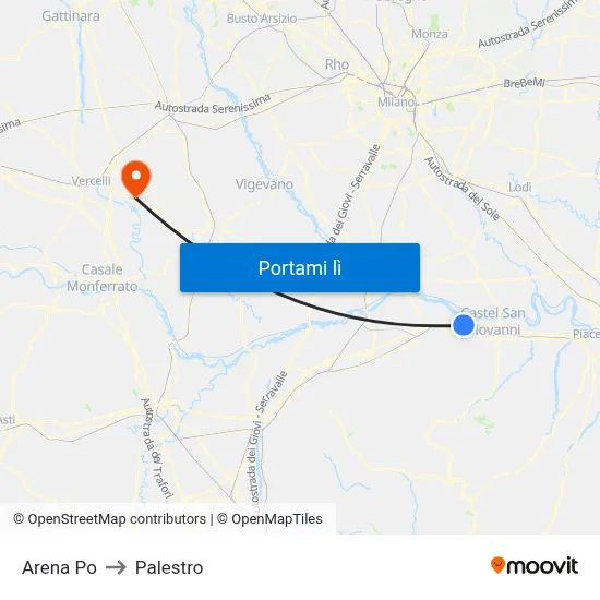 Arena Po to Palestro map