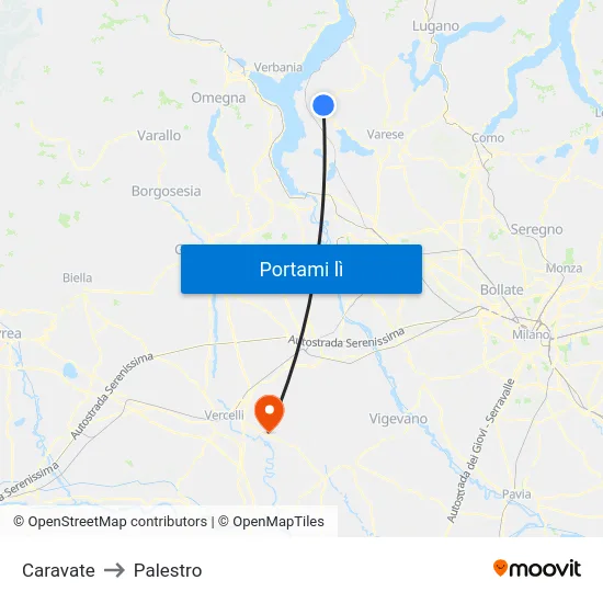 Caravate to Palestro map