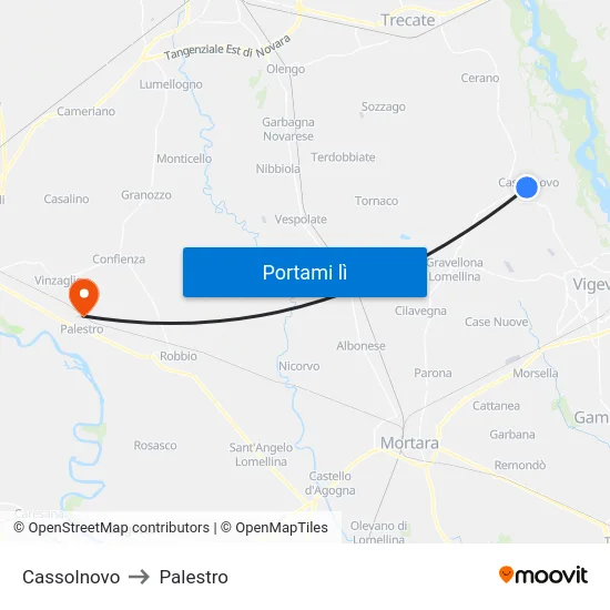 Cassolnovo to Palestro map