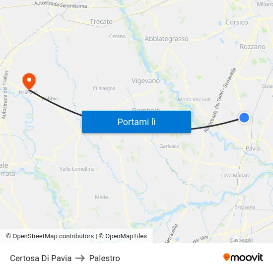 Certosa Di Pavia to Palestro map