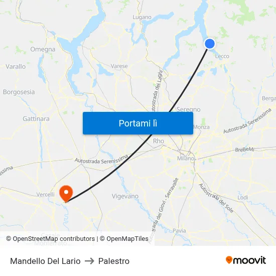 Mandello Del Lario to Palestro map