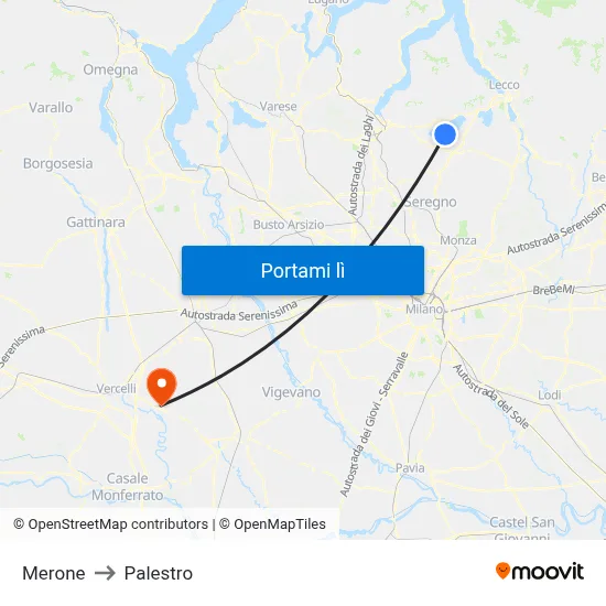 Merone to Palestro map