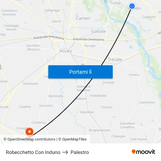 Robecchetto Con Induno to Palestro map