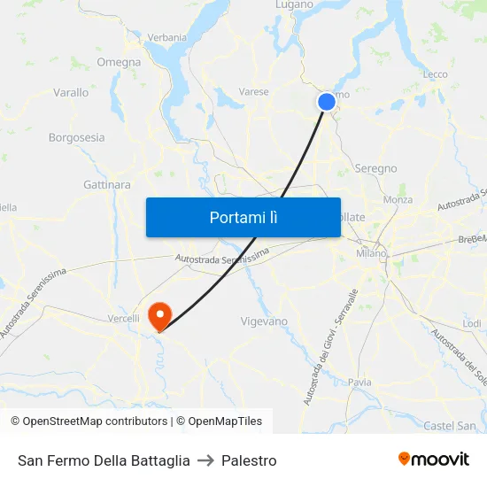 San Fermo Della Battaglia to Palestro map